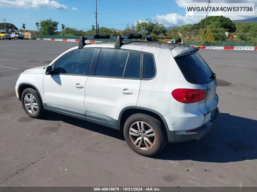 WVGAV7AX4CW537736 2012 Volkswagen Tiguan S