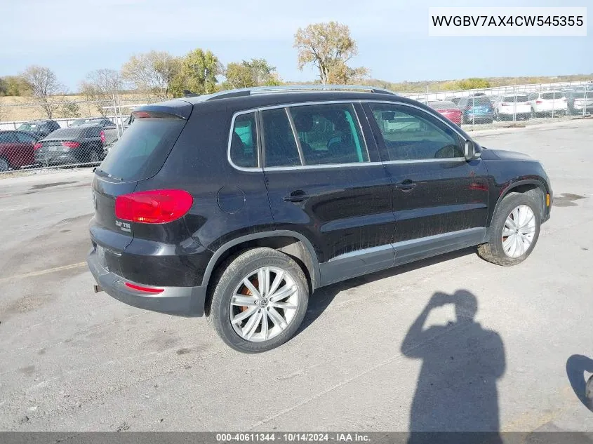 2012 Volkswagen Tiguan Se VIN: WVGBV7AX4CW545355 Lot: 40611344