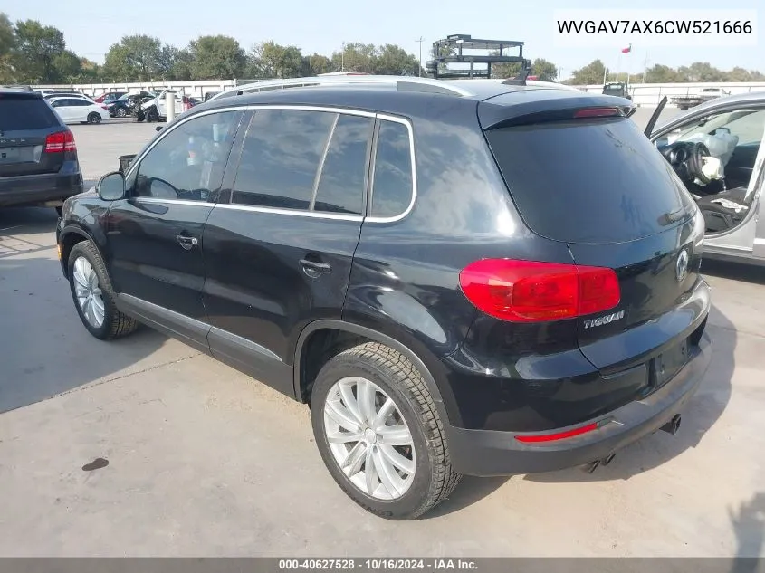 2012 Volkswagen Tiguan Se VIN: WVGAV7AX6CW521666 Lot: 40627528