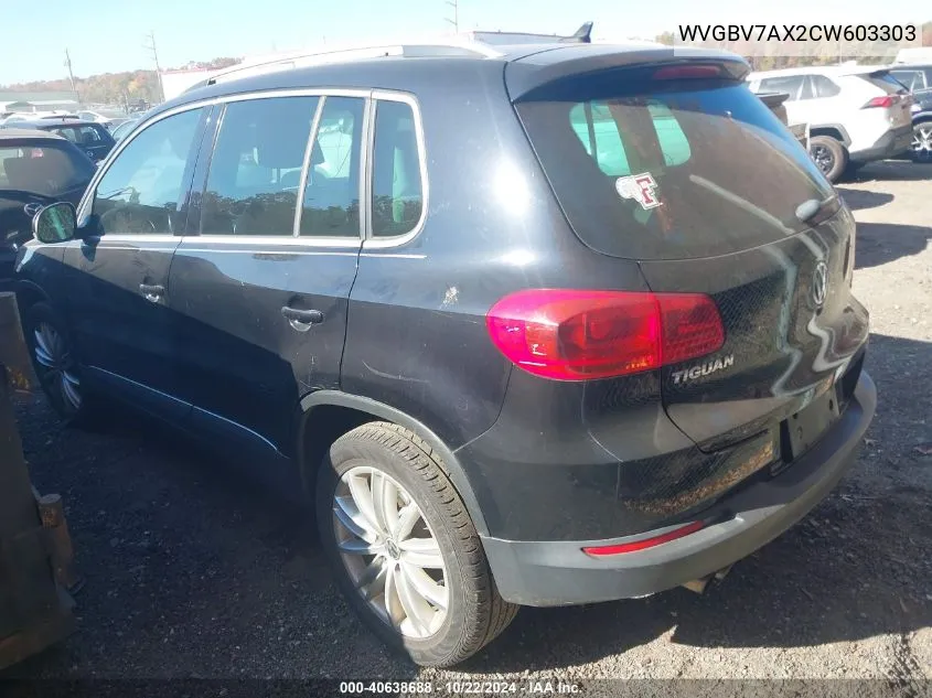 2012 Volkswagen Tiguan Se VIN: WVGBV7AX2CW603303 Lot: 40638688