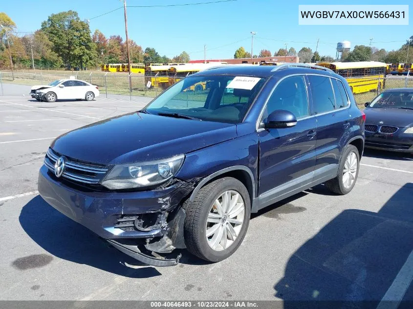 2012 Volkswagen Tiguan Se VIN: WVGBV7AX0CW566431 Lot: 40646493