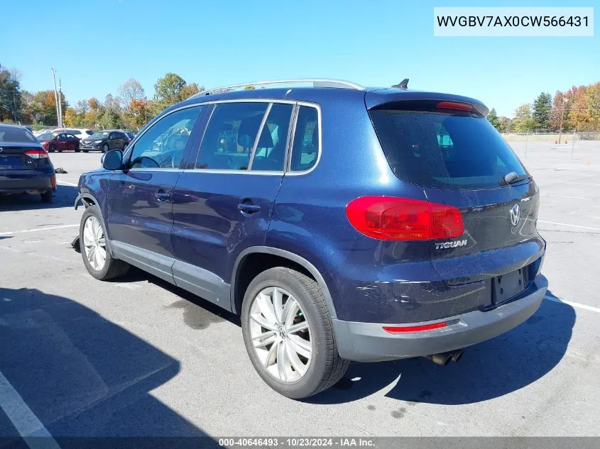 2012 Volkswagen Tiguan Se VIN: WVGBV7AX0CW566431 Lot: 40646493