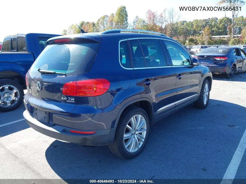 2012 Volkswagen Tiguan Se VIN: WVGBV7AX0CW566431 Lot: 40646493