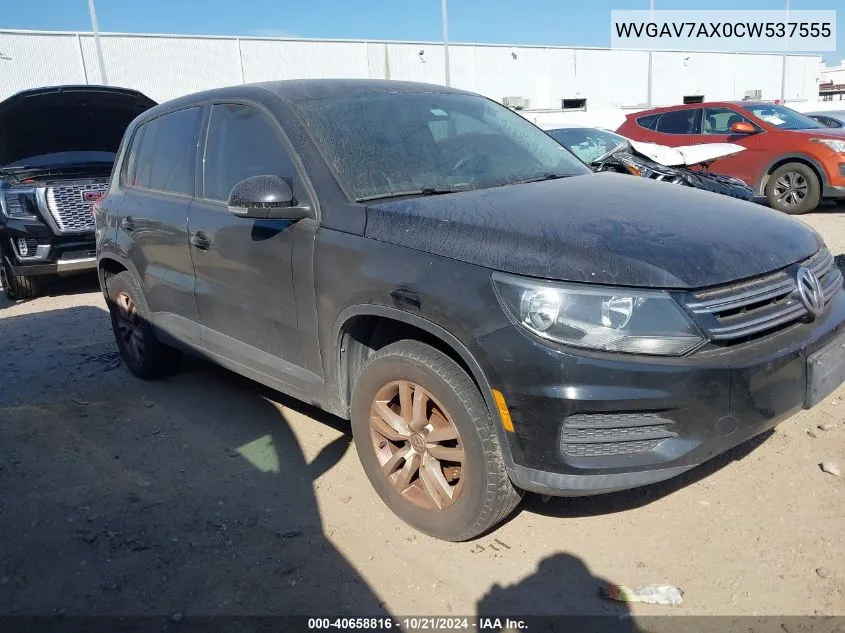 2012 Volkswagen Tiguan S VIN: WVGAV7AX0CW537555 Lot: 40658816