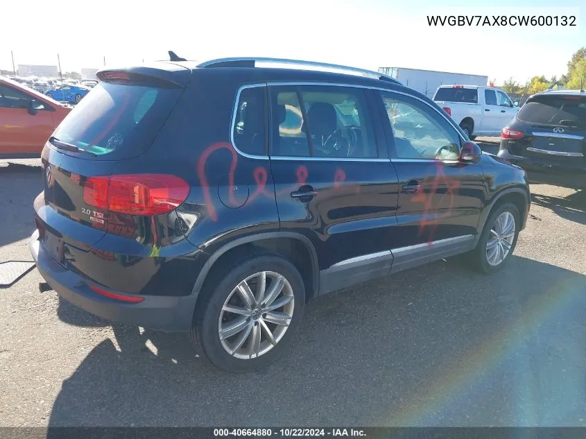 2012 Volkswagen Tiguan Se VIN: WVGBV7AX8CW600132 Lot: 40664880