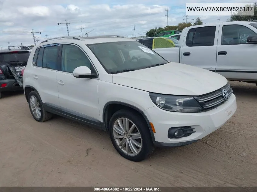 2012 Volkswagen Tiguan Se VIN: WVGAV7AX8CW526187 Lot: 40664882