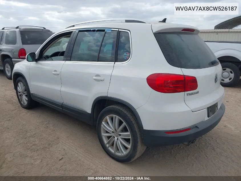 2012 Volkswagen Tiguan Se VIN: WVGAV7AX8CW526187 Lot: 40664882