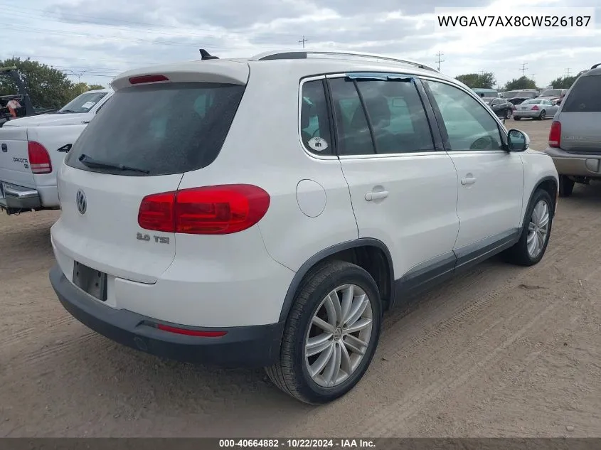 2012 Volkswagen Tiguan Se VIN: WVGAV7AX8CW526187 Lot: 40664882