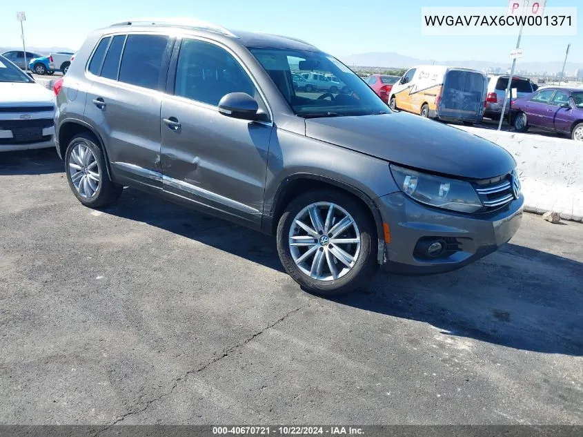 2012 Volkswagen Tiguan Se VIN: WVGAV7AX6CW001371 Lot: 40670721