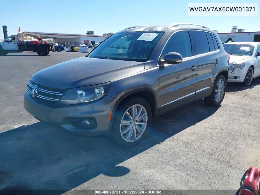 2012 Volkswagen Tiguan Se VIN: WVGAV7AX6CW001371 Lot: 40670721