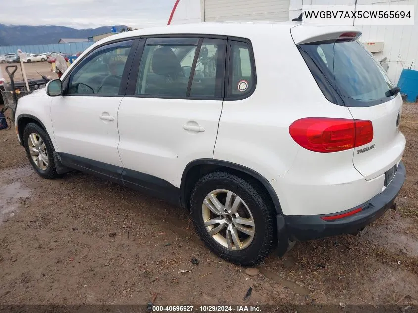 2012 Volkswagen Tiguan S VIN: WVGBV7AX5CW565694 Lot: 40695927