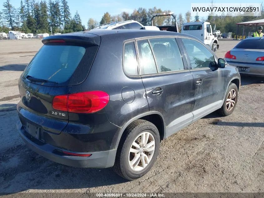 2012 Volkswagen Tiguan S VIN: WVGAV7AX1CW602591 Lot: 40696801