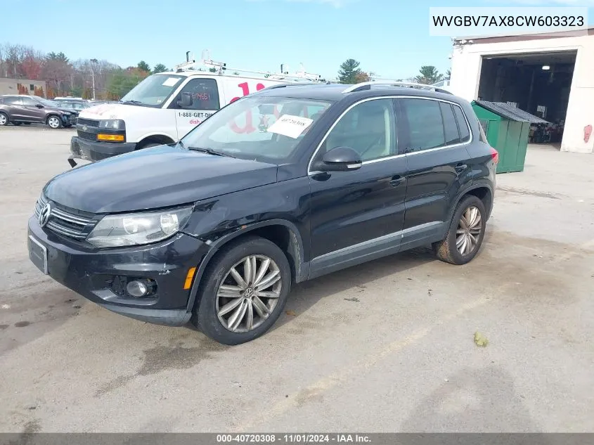 2012 Volkswagen Tiguan Se VIN: WVGBV7AX8CW603323 Lot: 40720308