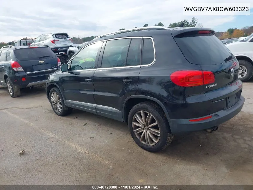 2012 Volkswagen Tiguan Se VIN: WVGBV7AX8CW603323 Lot: 40720308