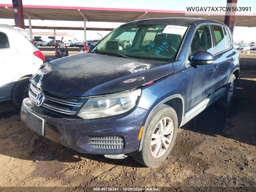 2012 Volkswagen Tiguan S VIN: WVGAV7AX7CW563991 Lot: 40726341