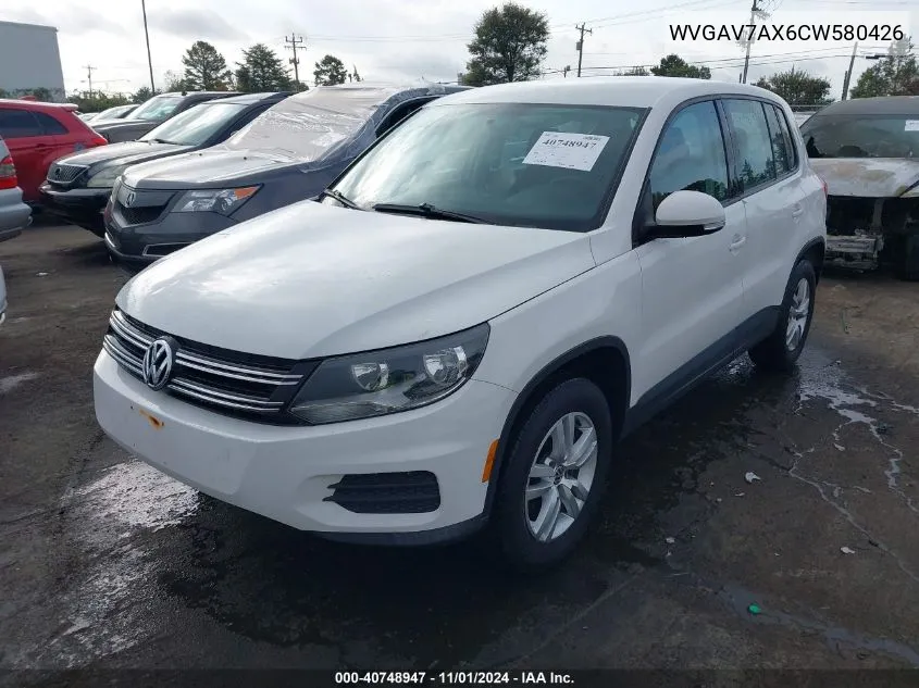 2012 Volkswagen Tiguan S VIN: WVGAV7AX6CW580426 Lot: 40748947