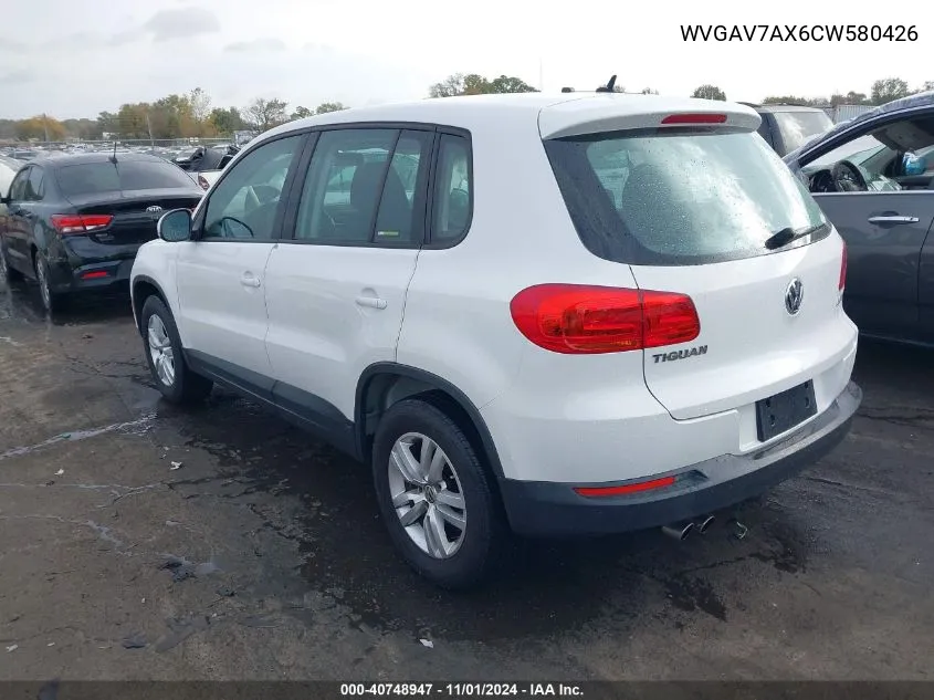 2012 Volkswagen Tiguan S VIN: WVGAV7AX6CW580426 Lot: 40748947