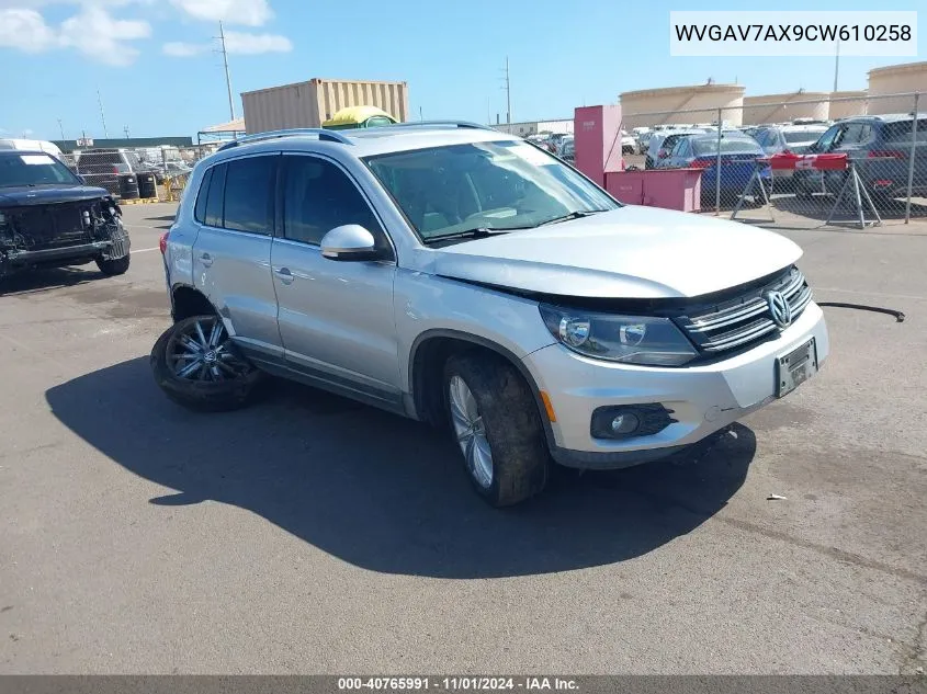 2012 Volkswagen Tiguan Se VIN: WVGAV7AX9CW610258 Lot: 40765991