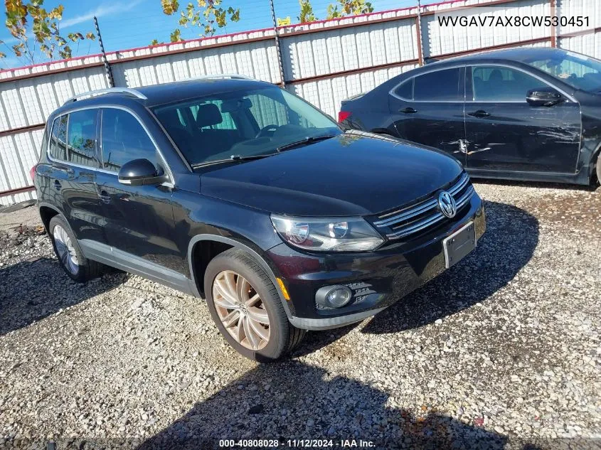 2012 Volkswagen Tiguan Se VIN: WVGAV7AX8CW530451 Lot: 40808028