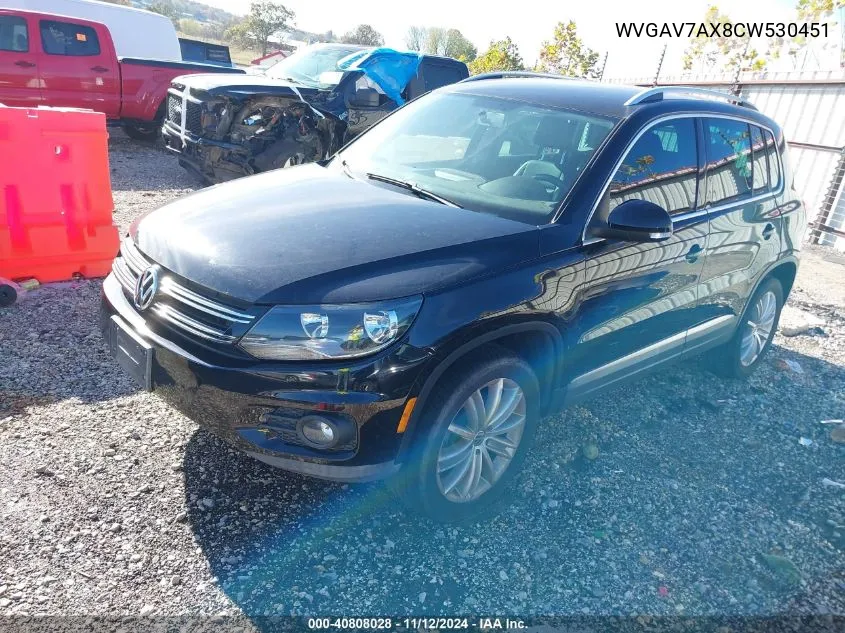 2012 Volkswagen Tiguan Se VIN: WVGAV7AX8CW530451 Lot: 40808028