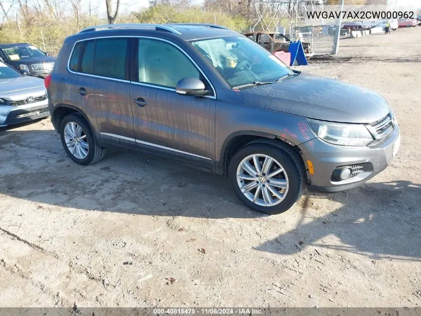 2012 Volkswagen Tiguan Se VIN: WVGAV7AX2CW000962 Lot: 40815475