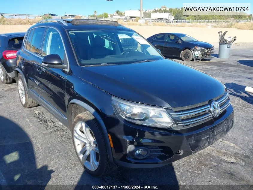 2012 Volkswagen Tiguan Sel VIN: WVGAV7AX0CW610794 Lot: 40817137