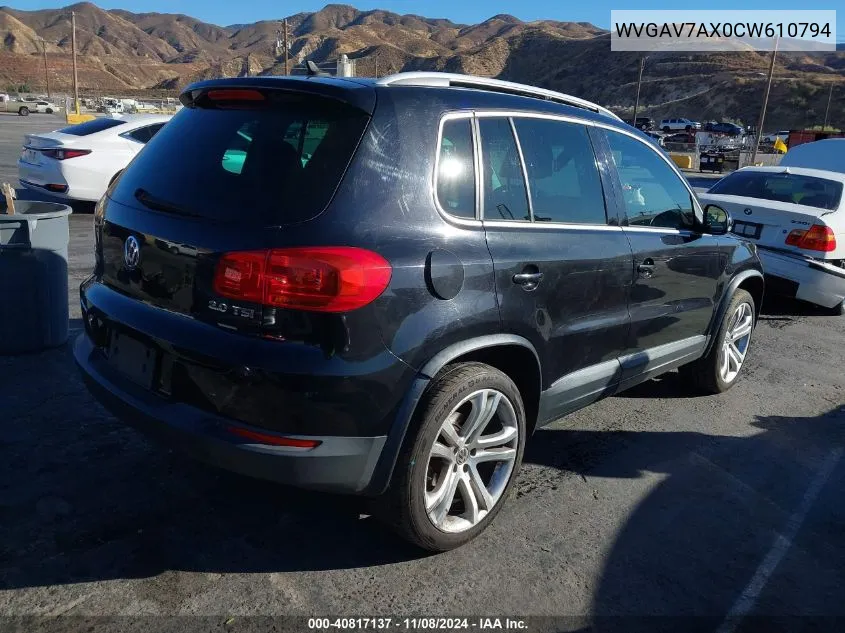 2012 Volkswagen Tiguan Sel VIN: WVGAV7AX0CW610794 Lot: 40817137