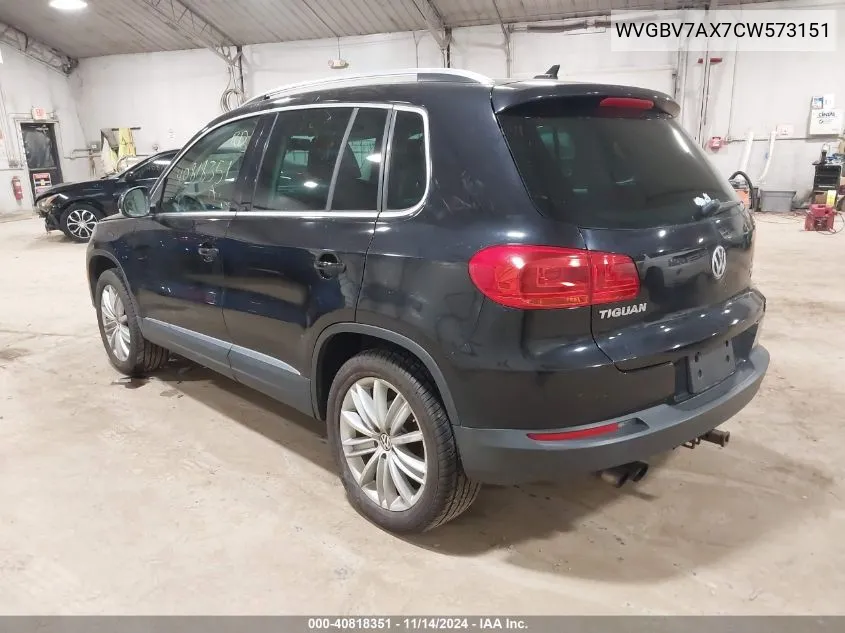 WVGBV7AX7CW573151 2012 Volkswagen Tiguan Se