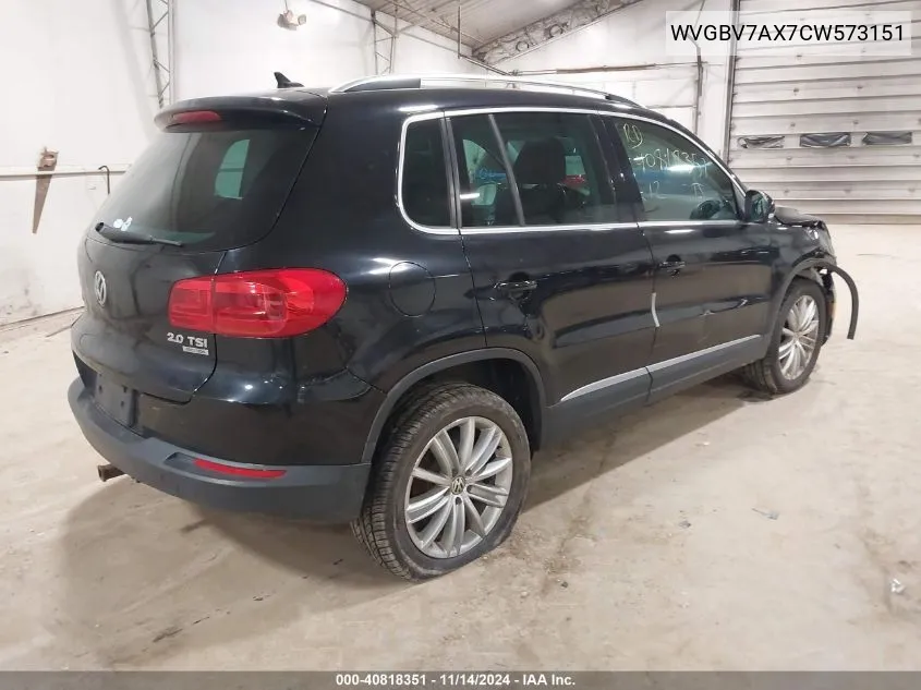 WVGBV7AX7CW573151 2012 Volkswagen Tiguan Se