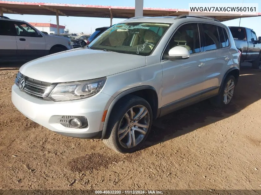 2012 Volkswagen Tiguan Sel VIN: WVGAV7AX6CW560161 Lot: 40832200