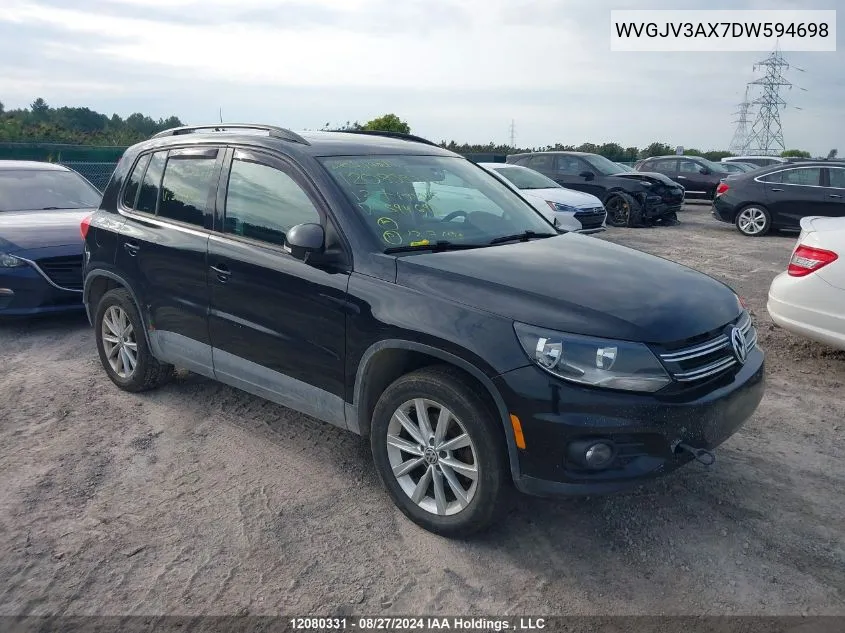 2013 Volkswagen Tiguan S/Se/Sel VIN: WVGJV3AX7DW594698 Lot: 12080331