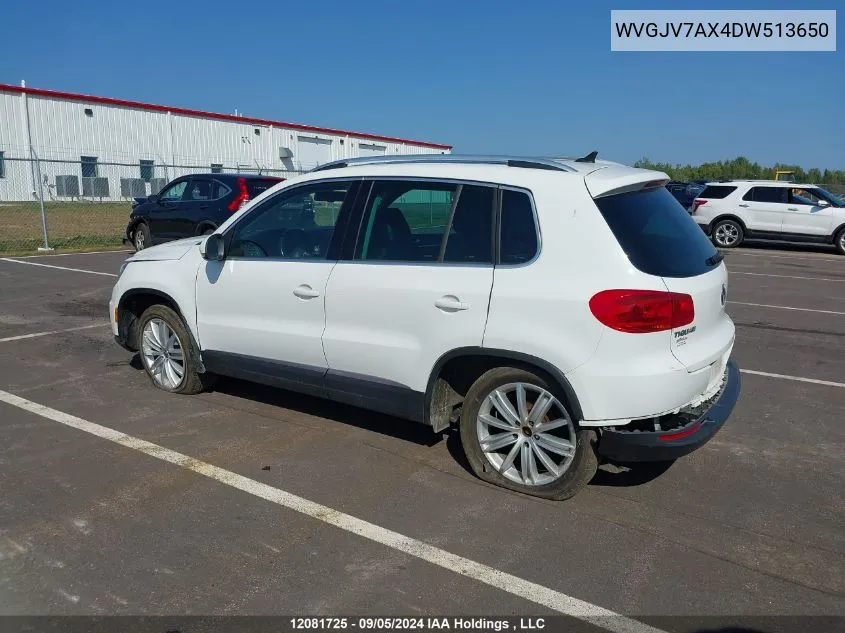 2013 Volkswagen Tiguan VIN: WVGJV7AX4DW513650 Lot: 12081725