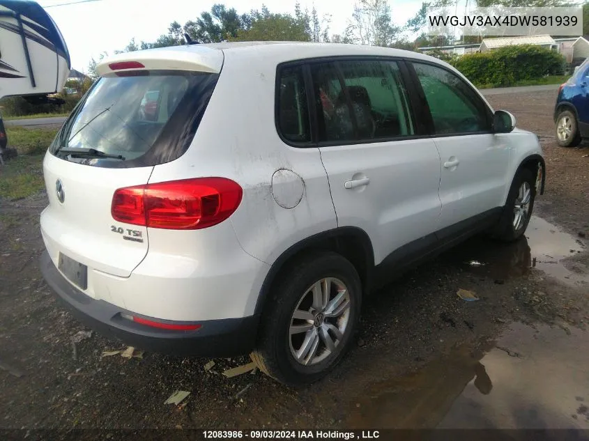 2013 Volkswagen Tiguan VIN: WVGJV3AX4DW581939 Lot: 12083986