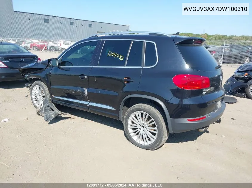 2013 Volkswagen Tiguan VIN: WVGJV3AX7DW100310 Lot: 12091772