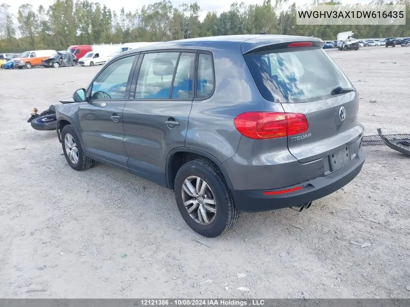 2013 Volkswagen Tiguan VIN: WVGHV3AX1DW616435 Lot: 12121386