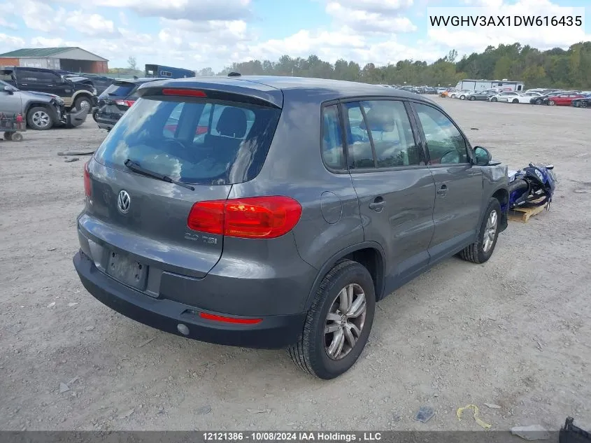 2013 Volkswagen Tiguan VIN: WVGHV3AX1DW616435 Lot: 12121386