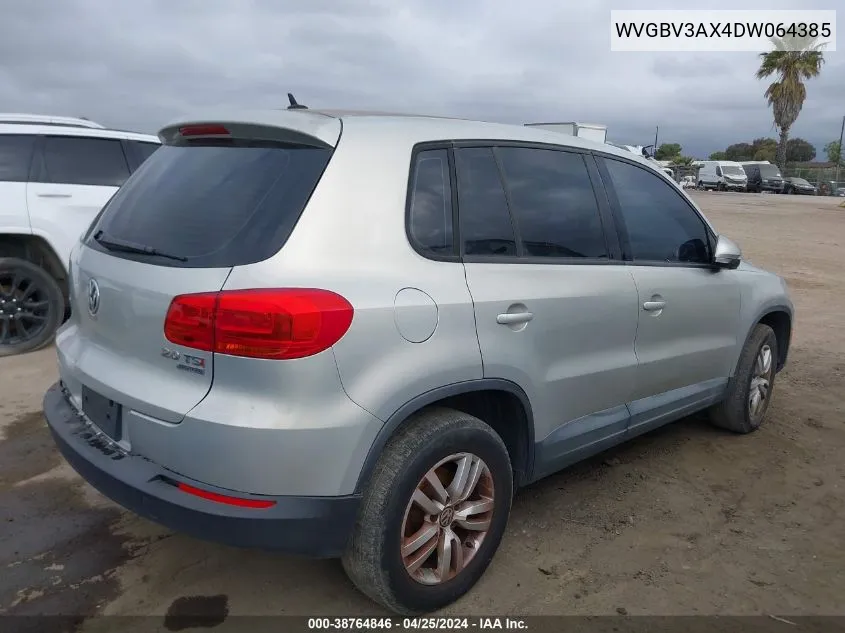 2013 Volkswagen Tiguan S VIN: WVGBV3AX4DW064385 Lot: 38764846