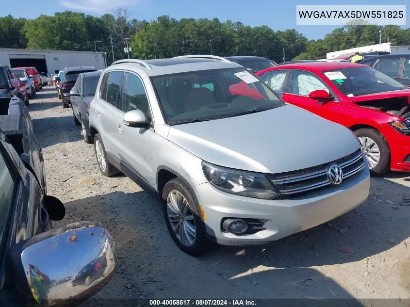 2013 Volkswagen Tiguan S/Se/Sel VIN: WVGAV7AX5DW551825 Lot: 40058517