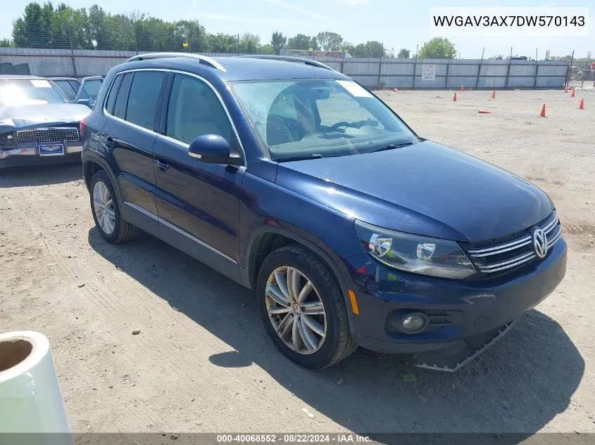 2013 Volkswagen Tiguan Se VIN: WVGAV3AX7DW570143 Lot: 40068552