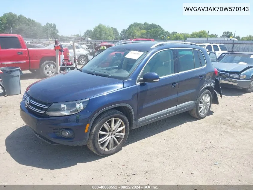 2013 Volkswagen Tiguan Se VIN: WVGAV3AX7DW570143 Lot: 40068552