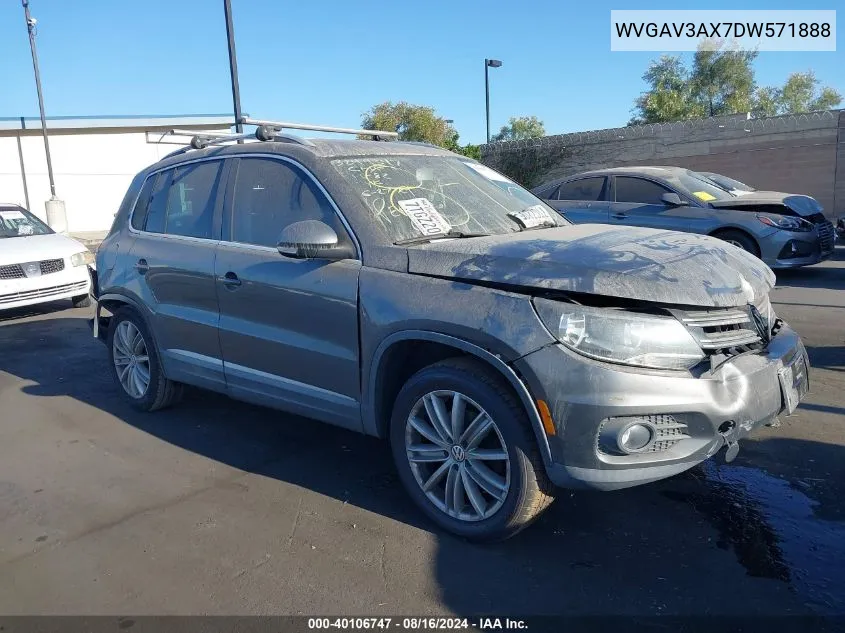 2013 Volkswagen Tiguan Se VIN: WVGAV3AX7DW571888 Lot: 40106747