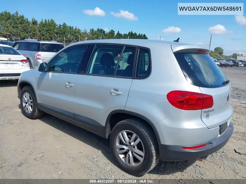 2013 Volkswagen Tiguan S VIN: WVGAV7AX6DW548691 Lot: 40332927