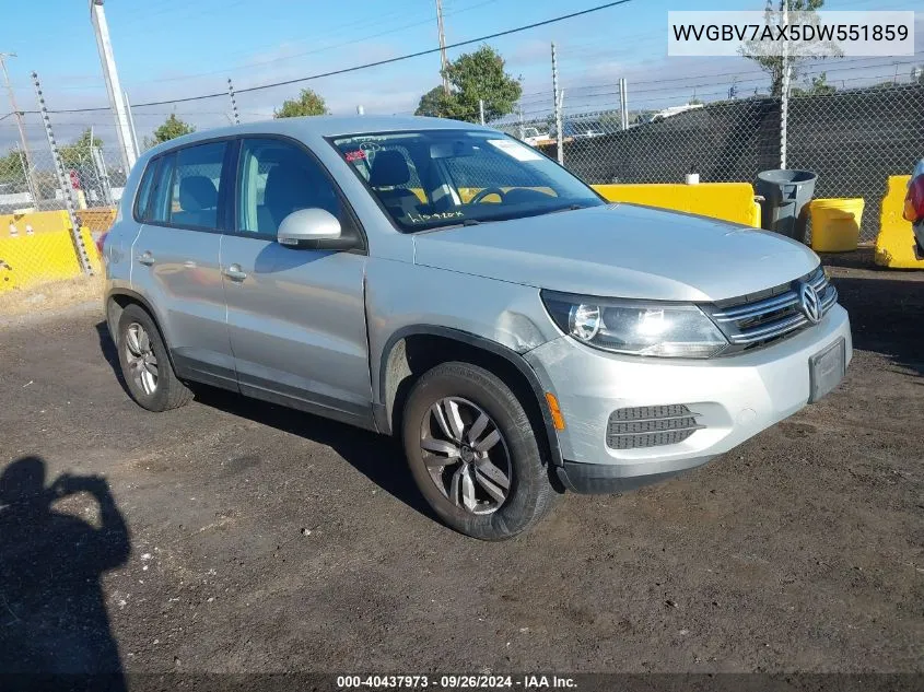 2013 Volkswagen Tiguan S VIN: WVGBV7AX5DW551859 Lot: 40437973