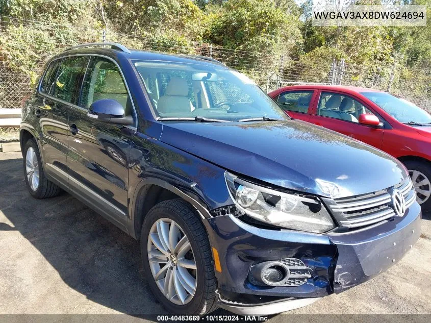 2013 Volkswagen Tiguan Se VIN: WVGAV3AX8DW624694 Lot: 40483669