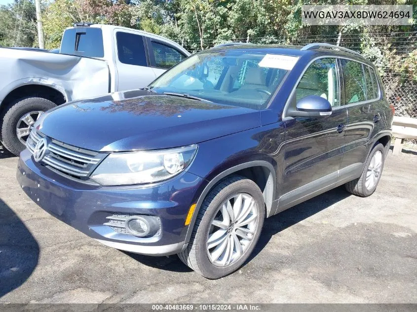 2013 Volkswagen Tiguan Se VIN: WVGAV3AX8DW624694 Lot: 40483669