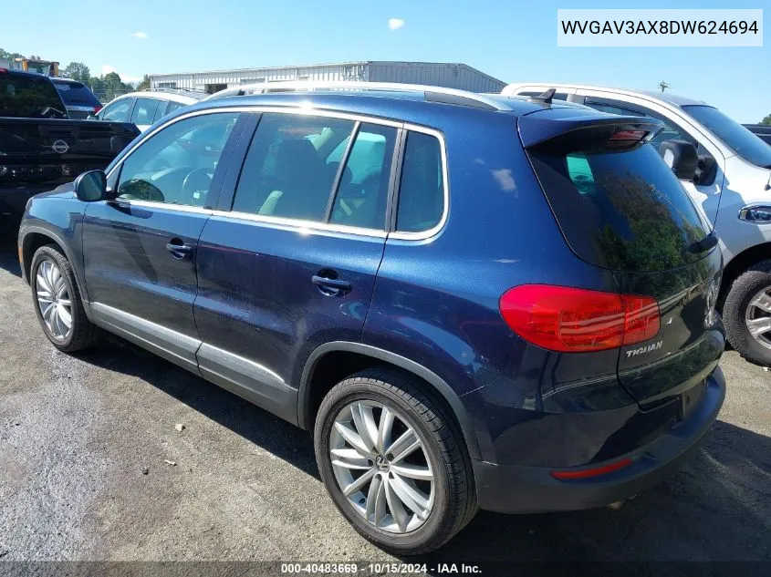 2013 Volkswagen Tiguan Se VIN: WVGAV3AX8DW624694 Lot: 40483669