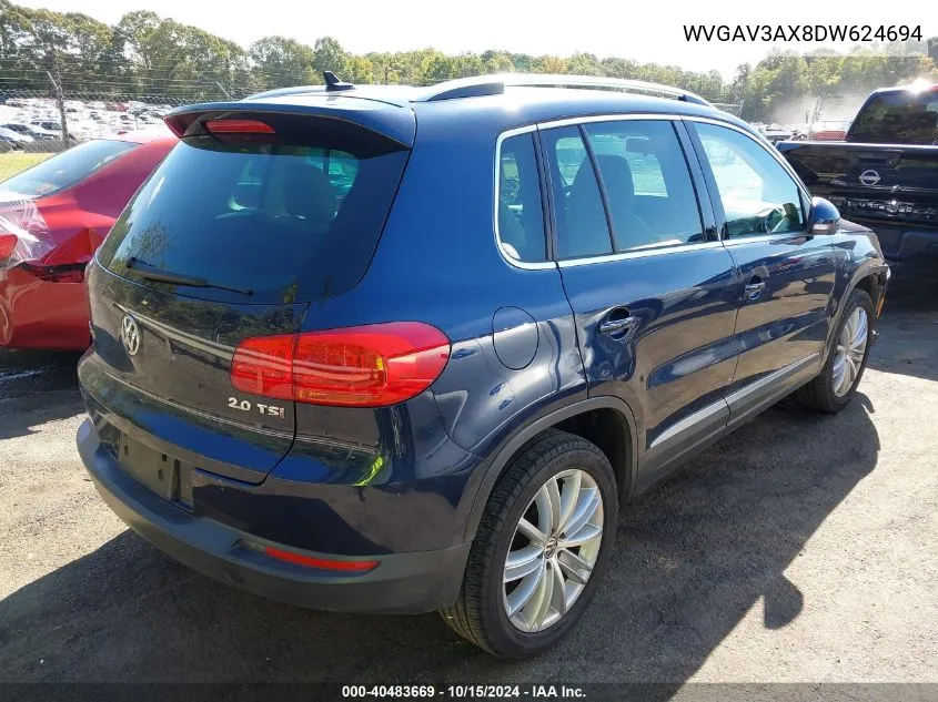 2013 Volkswagen Tiguan Se VIN: WVGAV3AX8DW624694 Lot: 40483669