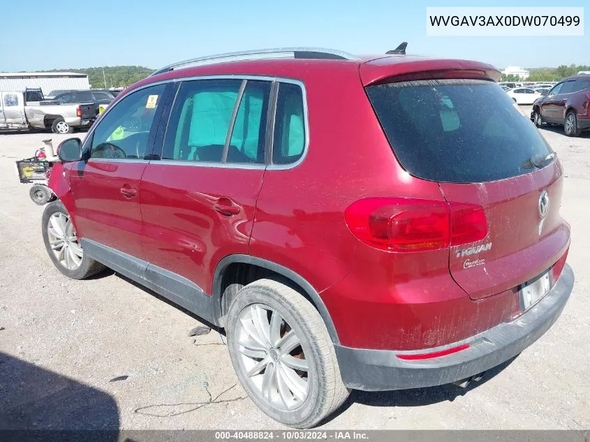 2013 Volkswagen Tiguan Se VIN: WVGAV3AX0DW070499 Lot: 40488824