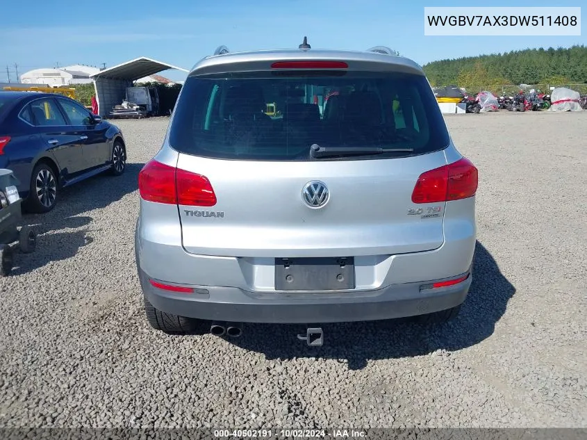 2013 Volkswagen Tiguan Sel VIN: WVGBV7AX3DW511408 Lot: 40502191