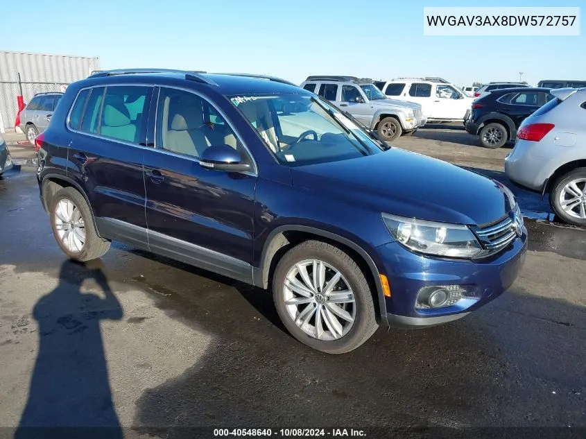 2013 Volkswagen Tiguan Se VIN: WVGAV3AX8DW572757 Lot: 40548640